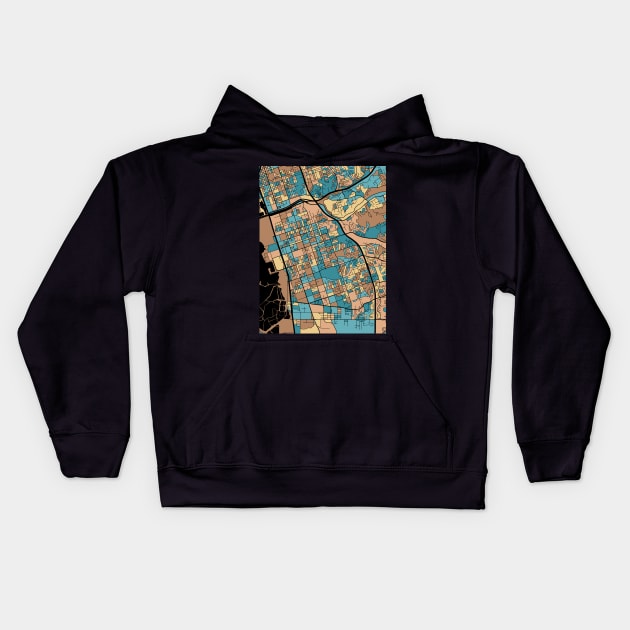 Chula Vista Map Pattern in Mid Century Pastel Kids Hoodie by PatternMaps